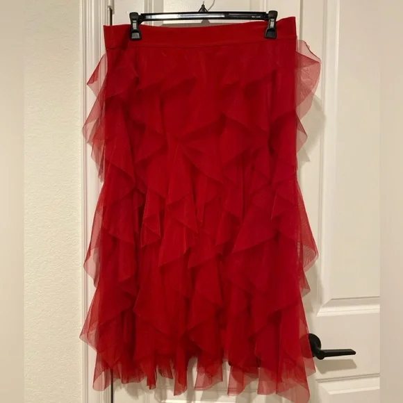 ❤️Cato Elegant Red Layered Skirt - Picture 3 of 6
